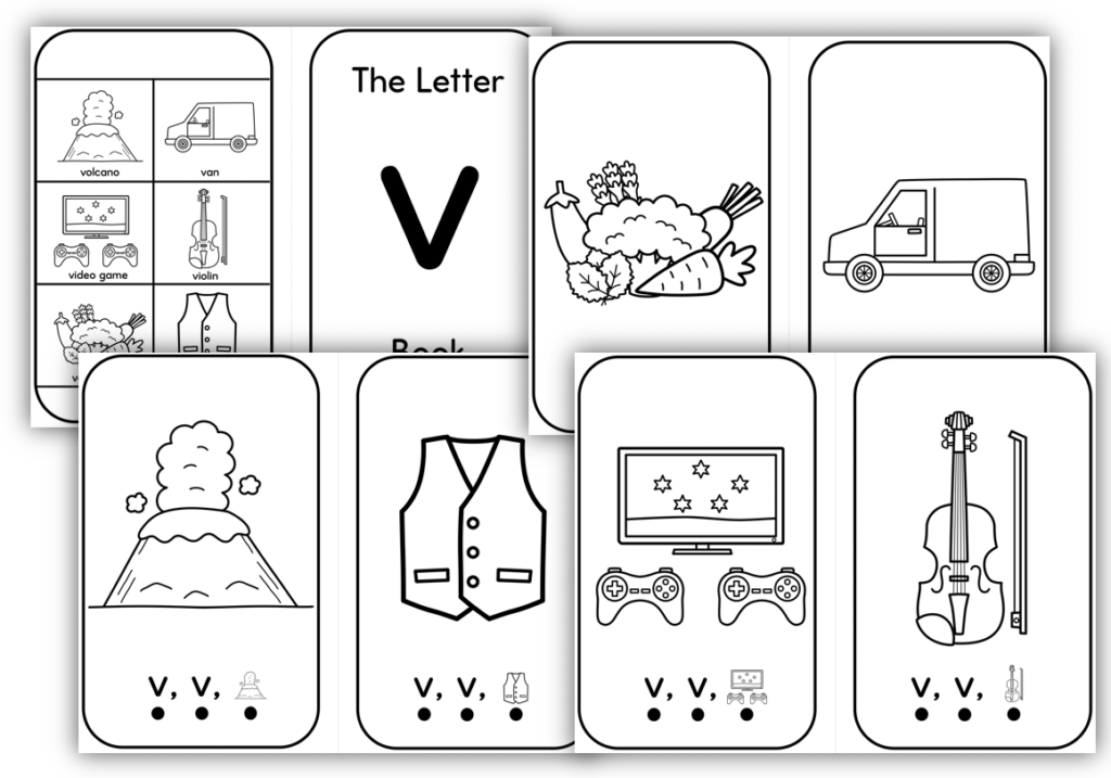 Letter V is for beginning sounds book 