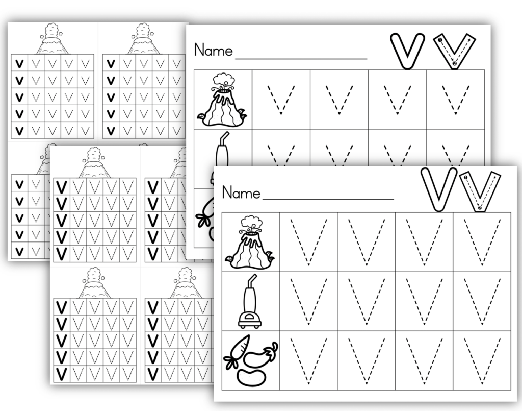 Letter v formation printables