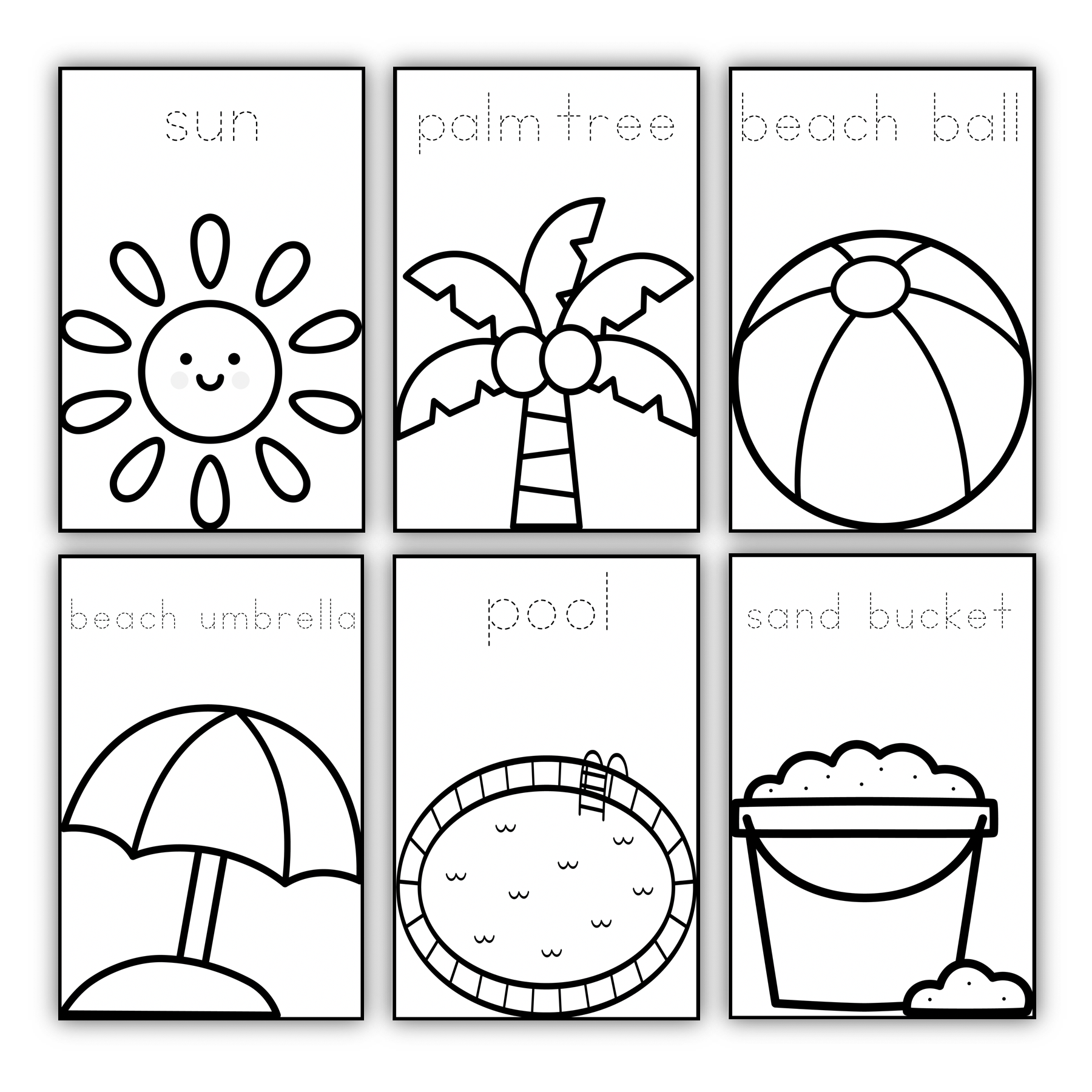 Summer Preschool Coloring Cards