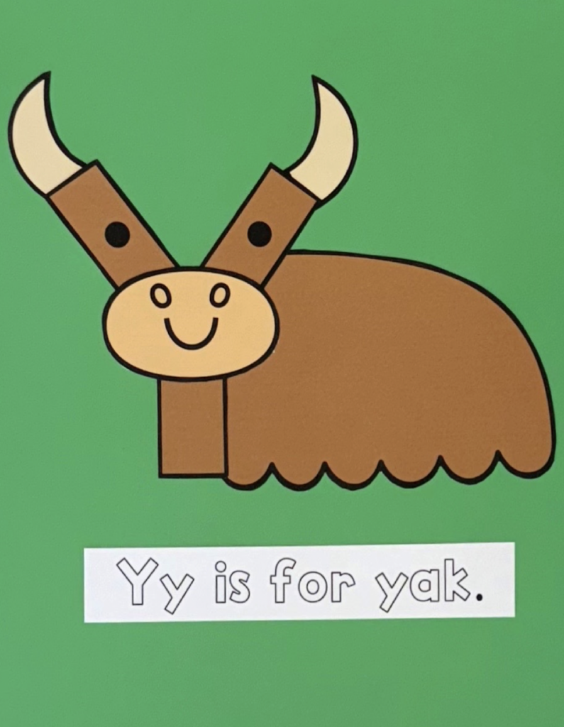 Letter Y is for yak craft