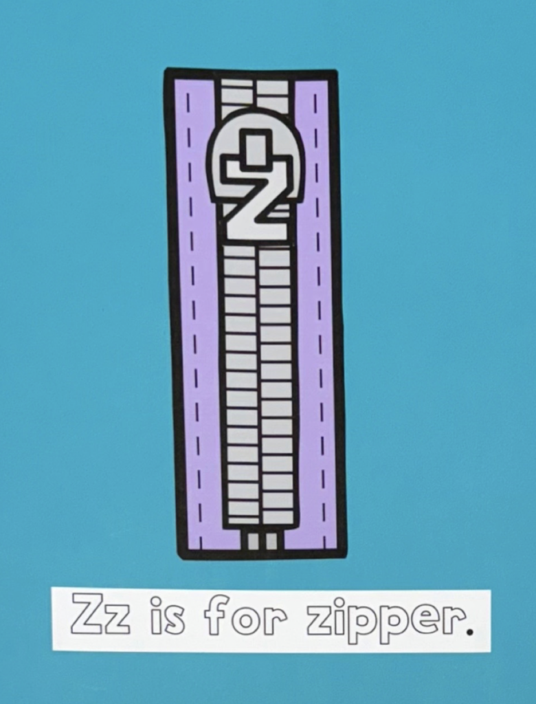 Letter z is for zipper preschool craft