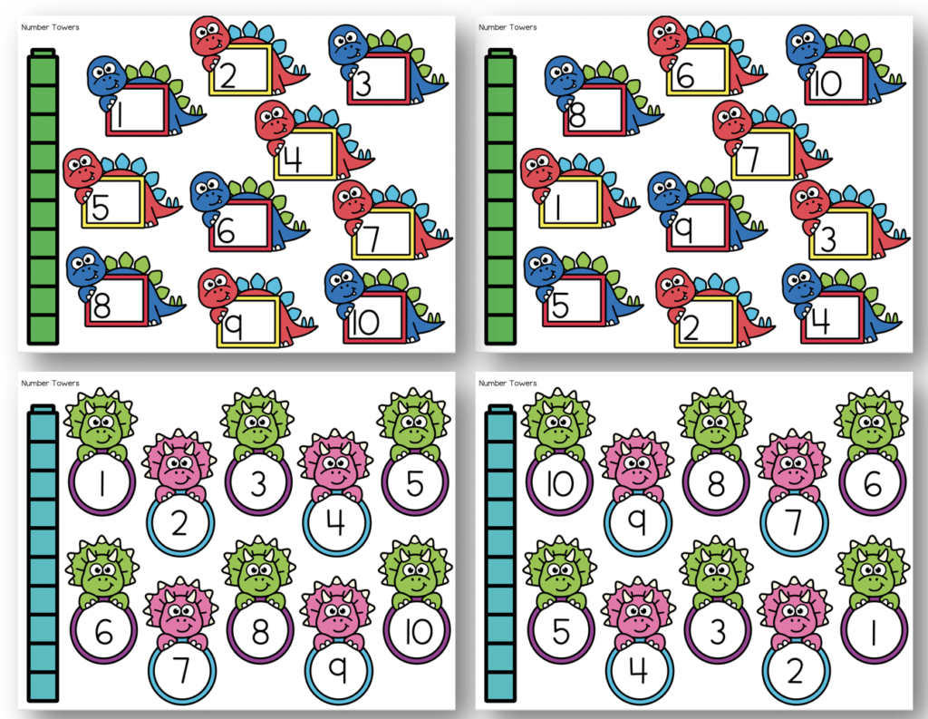 Dinosaur Themed Number Tower Mats