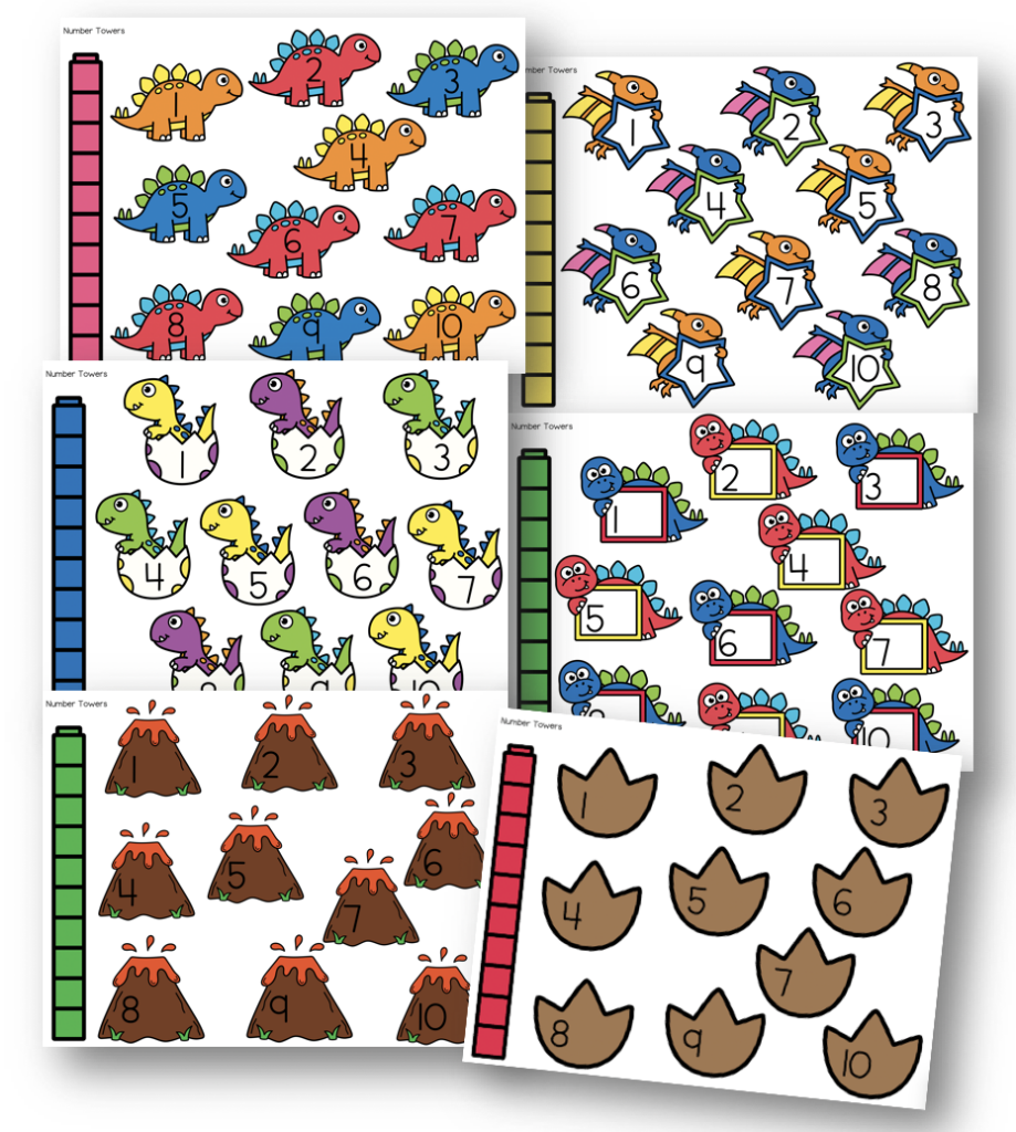 Number Mats Number Dinosaur Themed