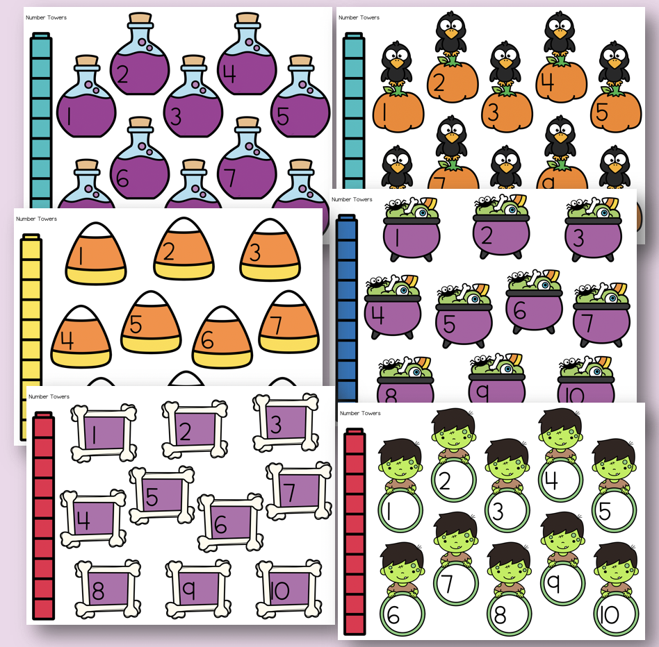 Halloween Number Math Towers