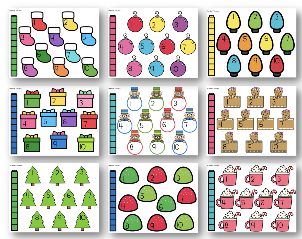 Christmas Number Math Towers
