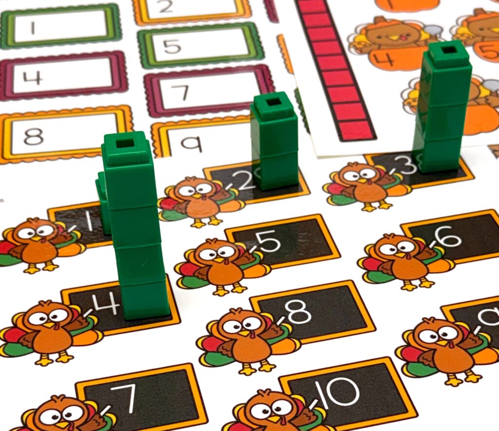 Thanksgiving Math Number Tower Mats Turkey Preschool